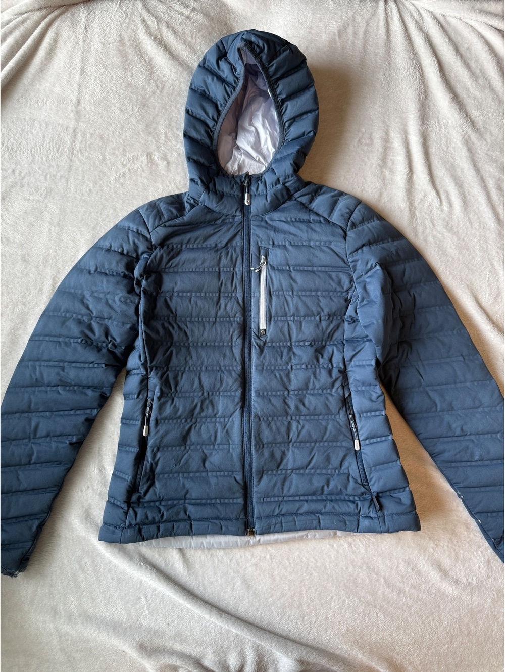 Mountain Hardwear Womens S Blue Hooded Puffer Jacket